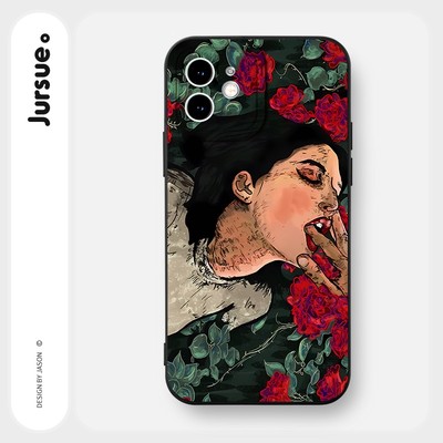 Ốp lưng JURSUE chống bẩn hình độc lạ ngầu vintage đen Cho iPhone 17 16 15 14 13 12 11 Pro Max SE 2020 X XR XS ip 8 7 Plus Y2599