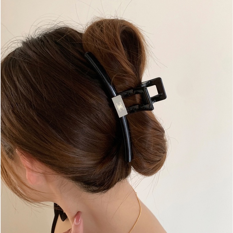 Kẹp Tóc Cỡ Lớn Màu Đen Đơn Giản Phong Cách Hàn Quốc 2022