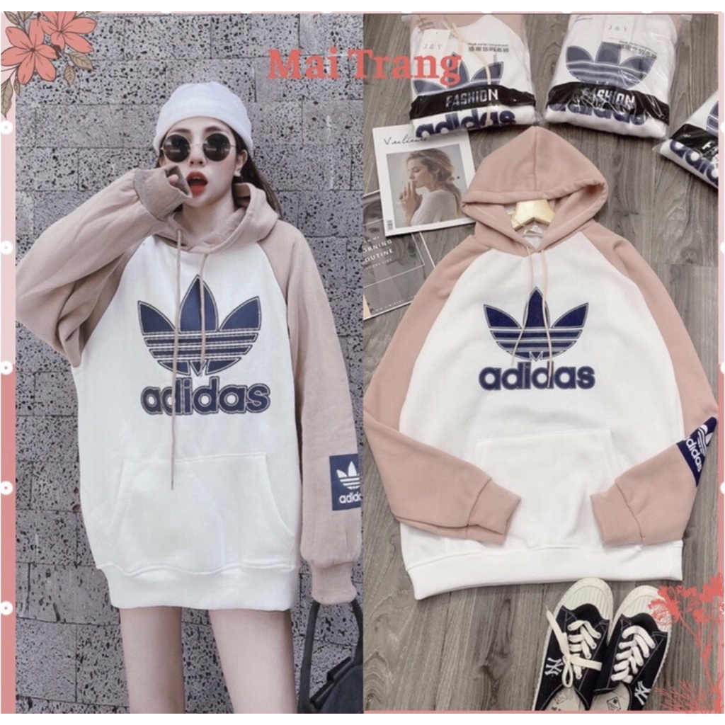 HOODIE Adidas Chữ Thêu Áo Hoodie Nữ Form Rộng Có Mũ Hoddie Nỉ Dày Unisex Áo Hoddie Nam Nữ Form Rộng Thêu Logo Có Mũ