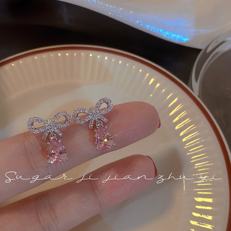 Bông Tai Hình Bướm Bằng Hợp Kim Đính Đá Zircon & Ngọc Trai Nhân Tạo Thời Trang Cho Nữ