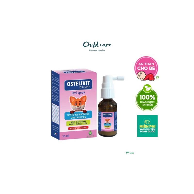 Vitamin D3 K2 Mk7 Dạng Xịt Cho Bé Ostelivit D3+MK7 Hỗ Trợ Tăng Chiều Cao, Kích Thích Mọc Răng (Chính Hãng)