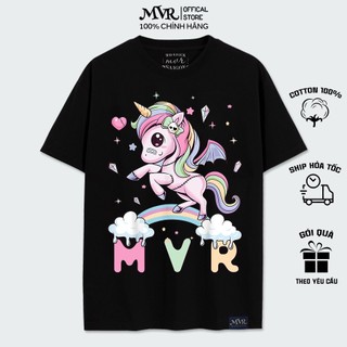 Áo thun kỳ lân unicorn cầu vồng mvr ao phông unisex nam nữ in hình đáng yêu cute rainbow couple form đẹp