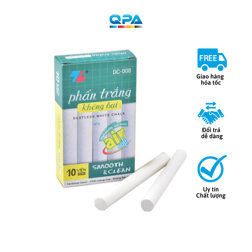 Combo 10 hộp Phấn trắng không bụi Thiên Long DC-008