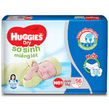 Tả / Miếng lót sơ sinh HUGGIES DRY gói 100 miếng