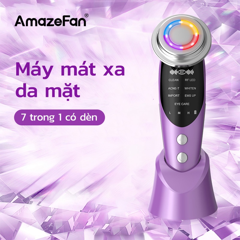 Máy mát xa da mặt AmazeFan EMS 7 trong 1 có đèn LED cải thiện quầng thâm nếp nhăn/nâng da/làm săn chắc/hấp thụ tinh chất