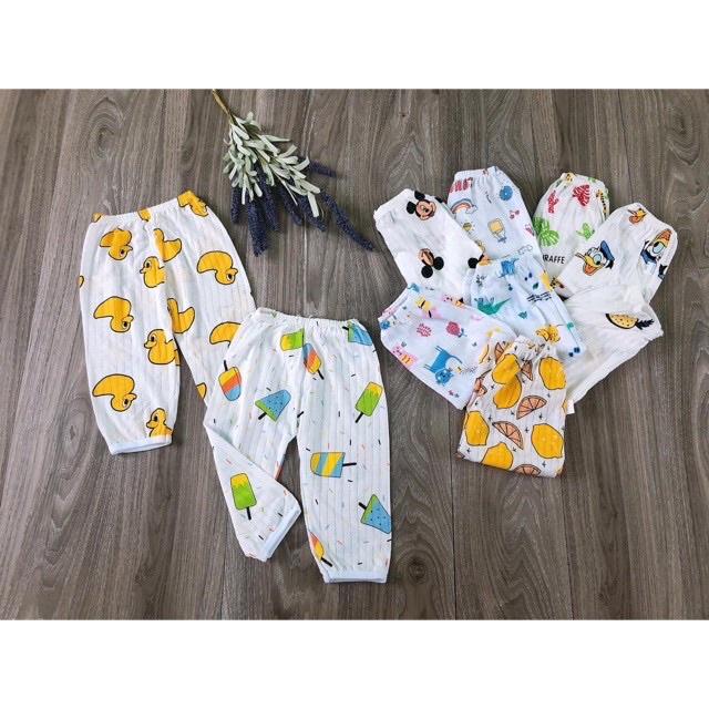 Quần dài chục cotton giấy cho bé trai và bé gái từ sơ sinh đến 15kg - N7KIDS