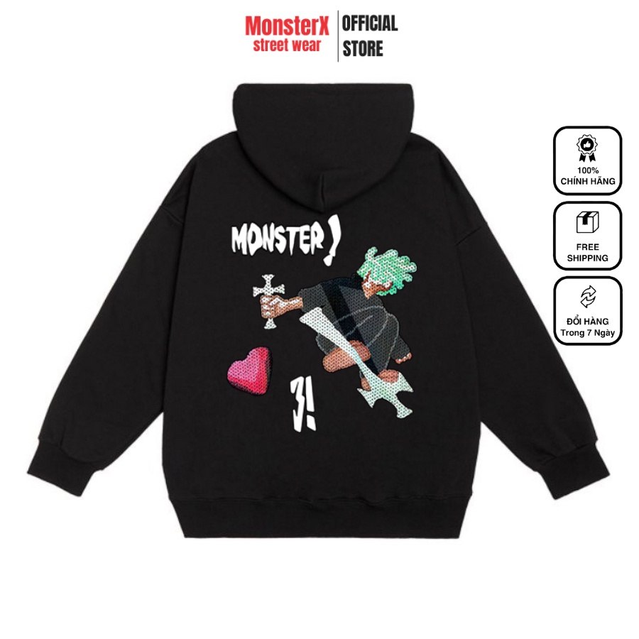 Áo hoodie nỉ bông Monster X Street Ván Trượt 3! nam nữ form rộng thu đông Local Brand