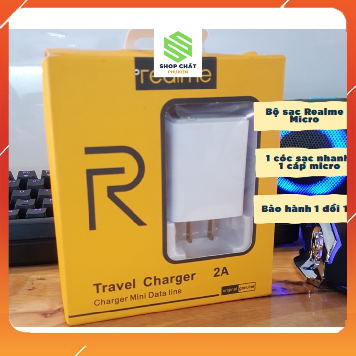 Bộ sạc nhanh realme, bộ sạc điện thoại chân micro realme gồm 1 cóc nhanh + 1 cáp sạc micro dây dài 1m PHỤ KIỆN SHOP CHẤT