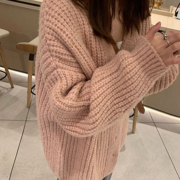 [Hàng Có Sẵn] Áo Khoác cardigan Dày Dáng Rộng Tươi Tắn Thời Trang Hàn Quốc