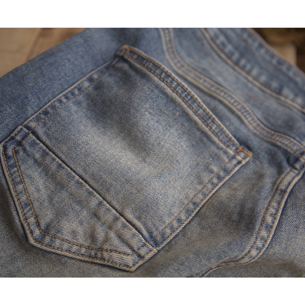 Quần jean nam LAB+ COTTONLAB quần bò nam màu xanh bụi bặm, chất co dãn from slimfit cao cấp