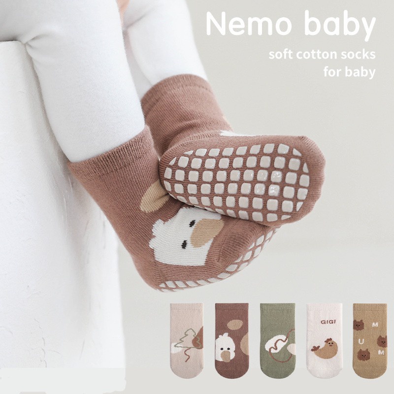 Tất/vớ chống trơn trượt cho bé họa tiết đáng yêu nhãn NEMO BABY chất vải thoáng khí TL04