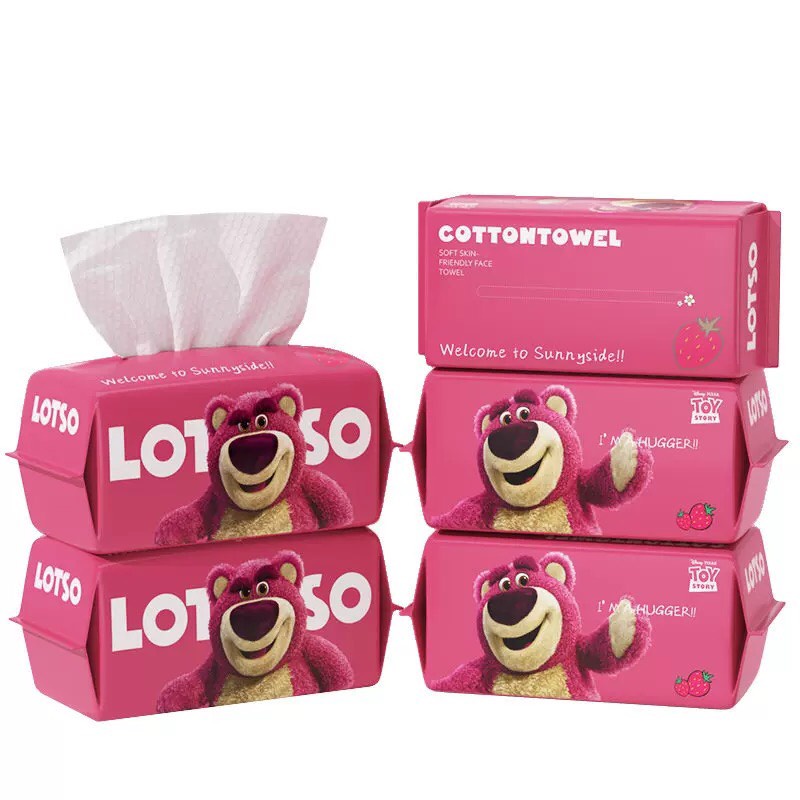 Khăn Mặt Cotton Mềm Mại Dùng Một Lần Chất Lượng Cao Họa Tiết Gấu Dâu Tây