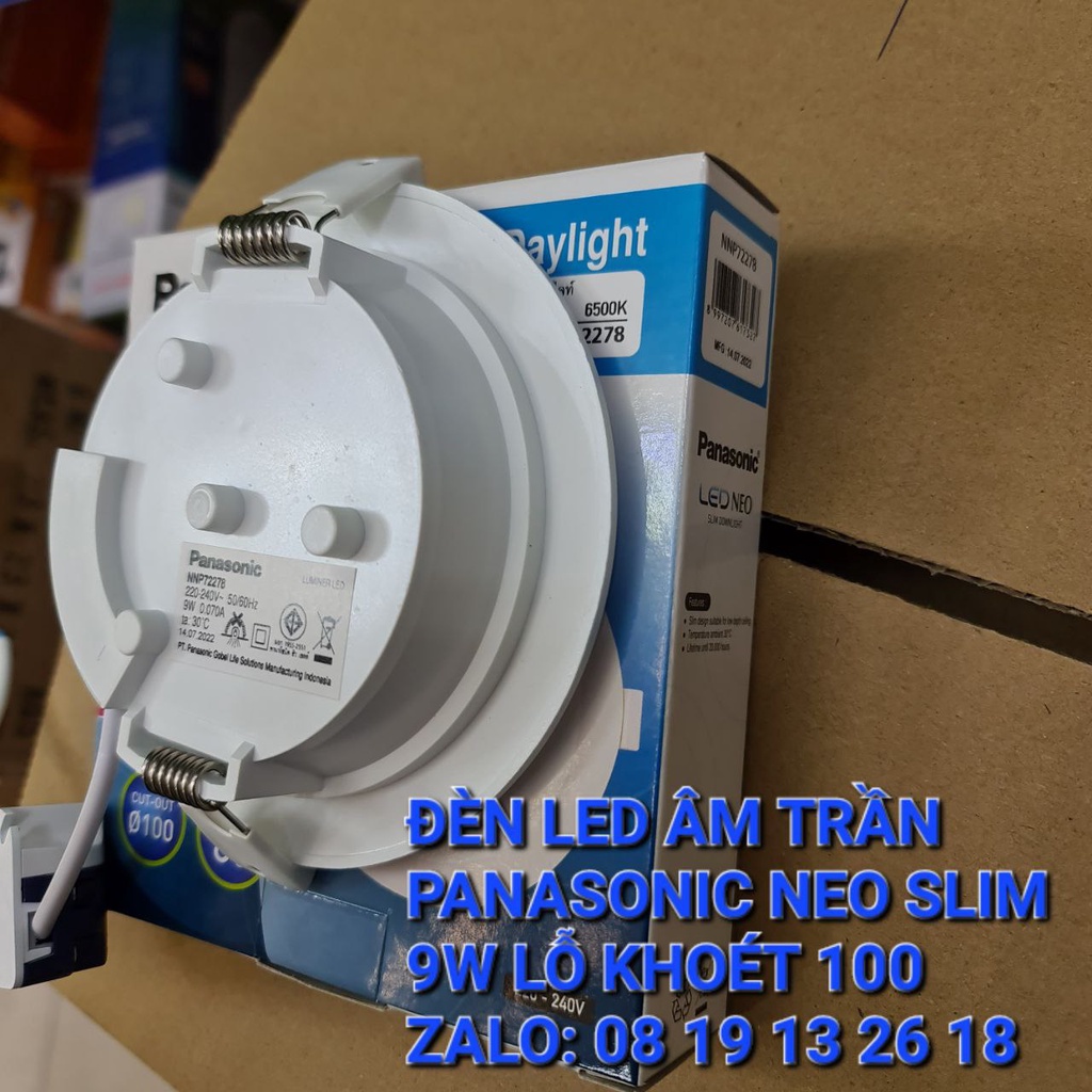 Đèn âm trần Panasonic 9W/D100 Neo Slim, mã NNP72279, NNP72278, NNP72272, chính hãng bảo hành 2 năm
