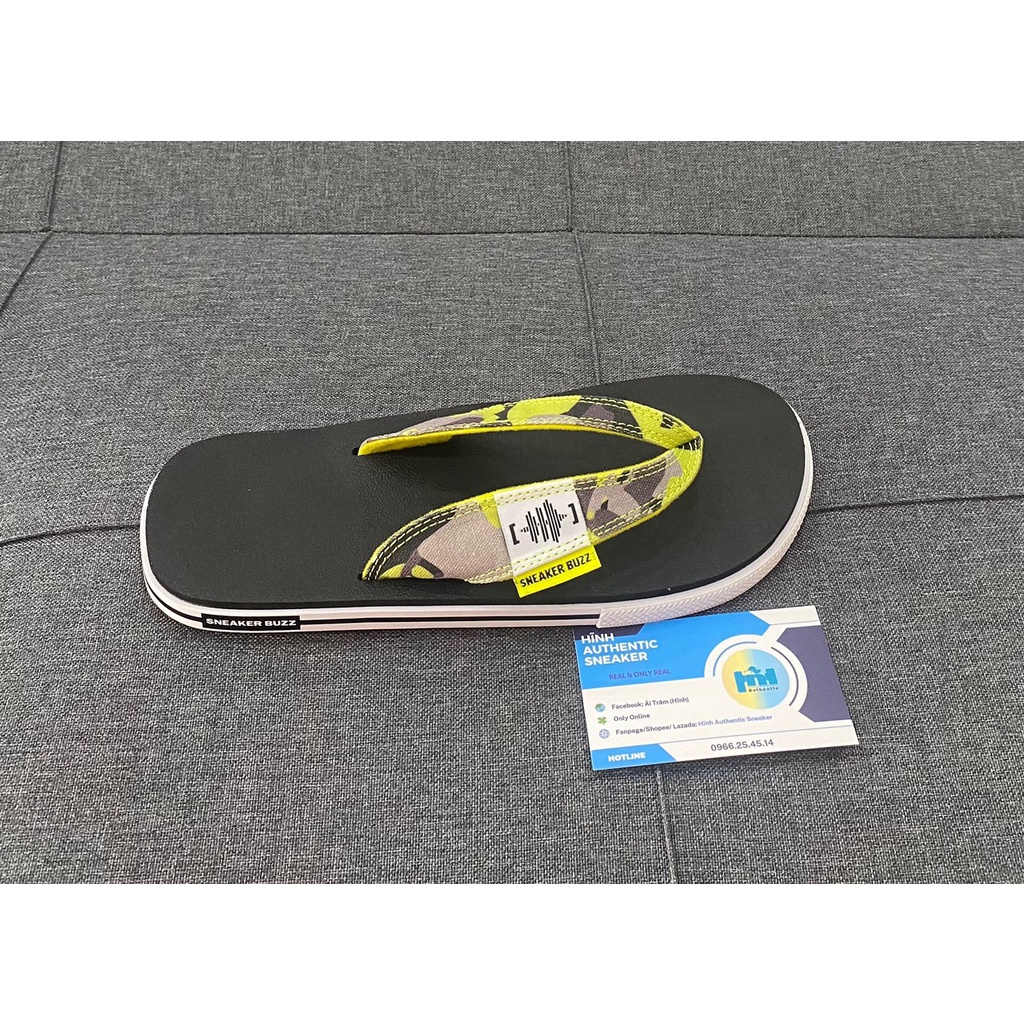 New - Dép Sneaker Buzz đen quai họa tiết quân đội xỏ ngón chính hãng - 1SB0019