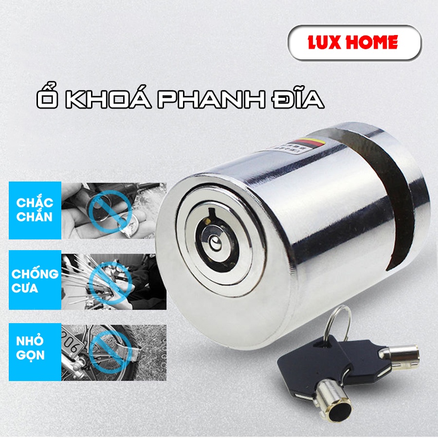 Khóa phanh đĩa xe máy chống trộm LUXHOME, thép nguyên khối an toàn thông minh