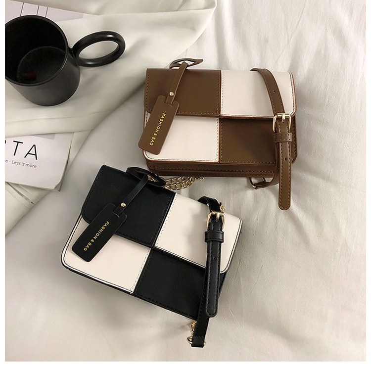 Túi Đeo Chéo Hình Vuông Nhỏ Màu Trắng Đen Phong Cách Hàn Quốc Thời Trang Cho Nữ