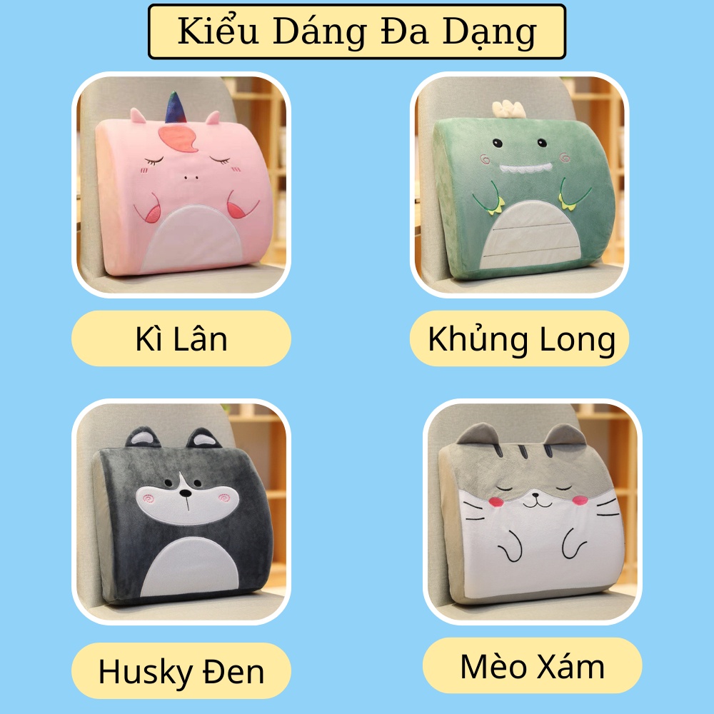Bộ gối chăn tựa lưng văn phòng hình thú dễ thương BINNIECUTE cao cấp