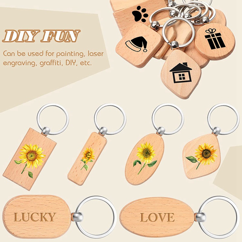 Bộ 80 Móc Khóa Bằng Gỗ Tự Hoàn Thành Hình Dạng Độc Đáo