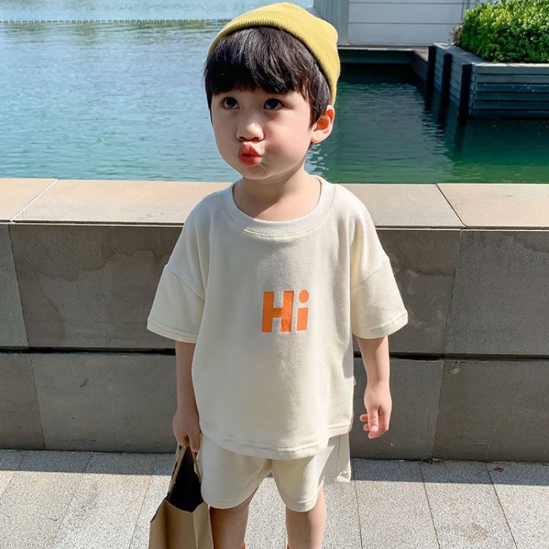 Set Áo Thun Cotton + Quần Short Thời Trang Mùa Hè Mới Cho Bé Trai