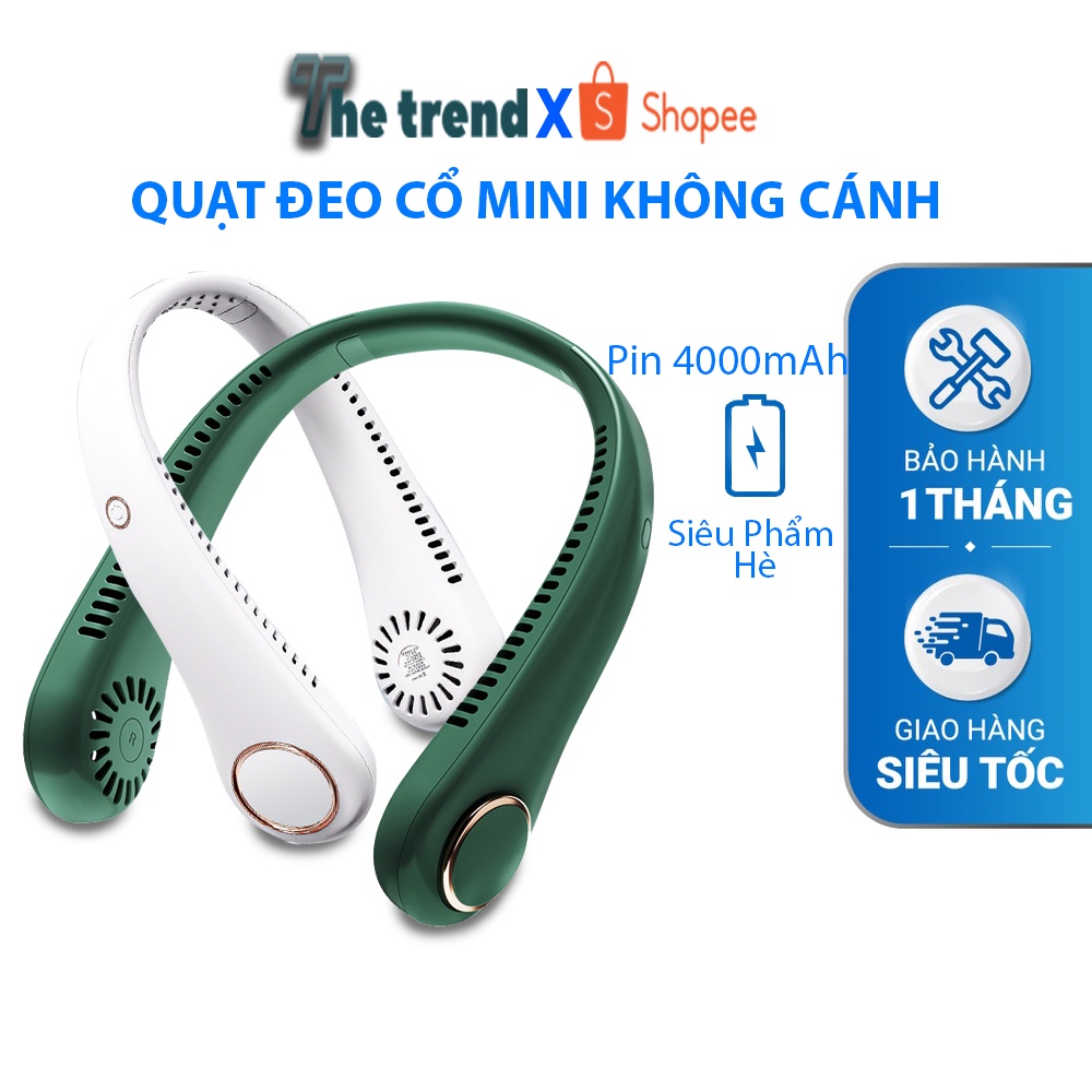 Quạt Đeo Cổ Mini Không Cánh Thổi 360 Độ Có 3 Chế Độ Gió - Quạt Tích Điện Mini Siêu Phẩm Hè