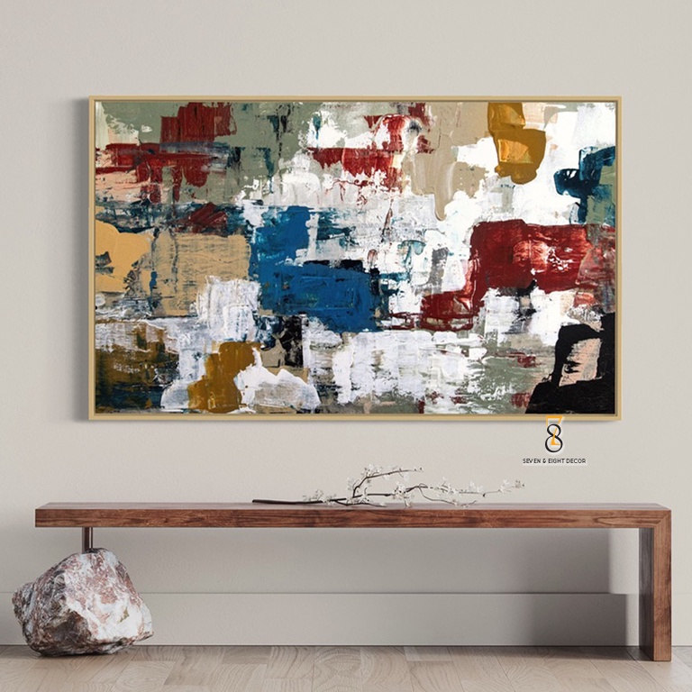 Tranh Canvas | Trừu Tượng Phong Cách Sơn Dầu | Oil Abstract 1FHOIL035 | Tranh Căng Khung Cao Cấp | Tặng Kèm Đinh Đa Năng