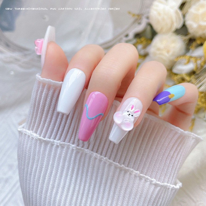 Set 50 Phụ Kiện Trang Trí Móng Tay 3D Hình Động Vật Dễ Thương