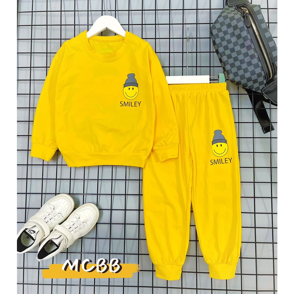 Mcbb 49-60 kg 100% vải cotton bộ áo thun tay dài nam áo sweater quần jogger dài phông bộ quần áo nam thời trang cho nam