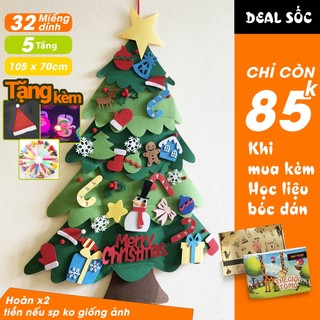 Sỉ/lẻ Cây thông noel 5 lớp vải dạ bóc dán LOẠI 1 - 32 miếng dán 105x70cm
