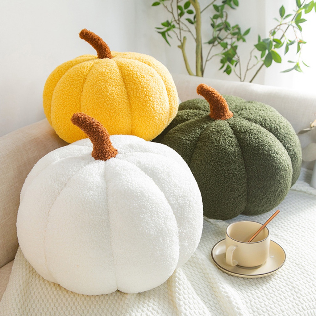 Gối Bông Bằng Cotton Lông Cừu PP Hình Quả Bí Ngô Trang Trí Halloween
