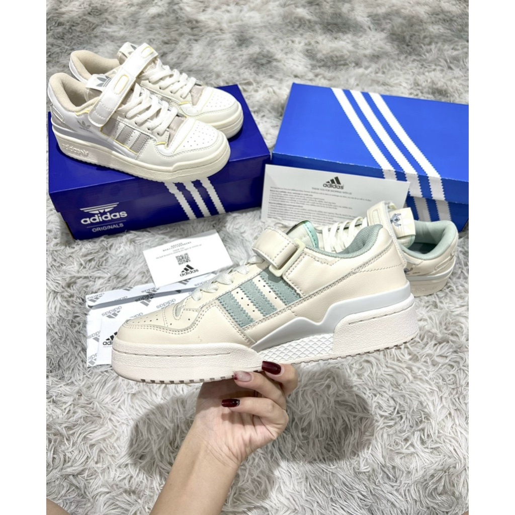 Giày Sneaker Das Forum 84 kem -xanh Off White Nam nữ bản cao cấp das kem vạch xanh+ TẶNG KÈM BOX BẢO VỆ