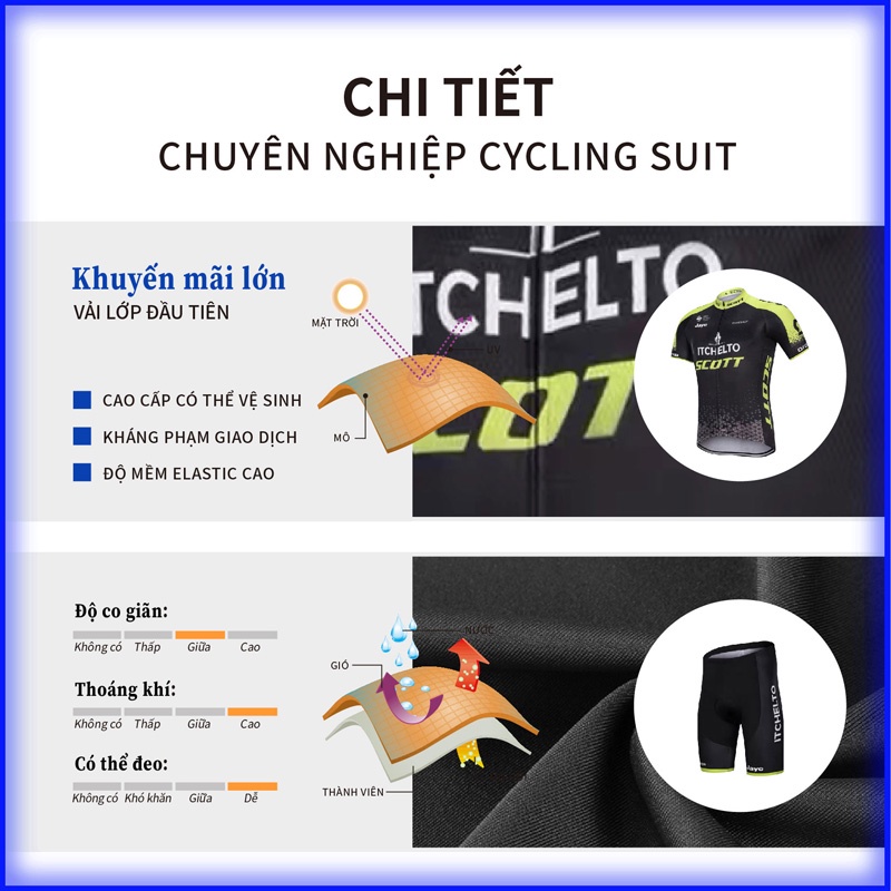Bộ quần áo thể thao đi xe đạp thoáng khí nhanh khô thời trang