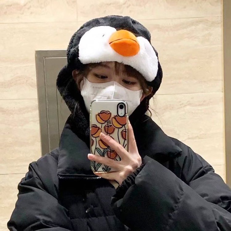 Mũ Giữ Ấm Mùa Đông Hình Chim Cánh Cụt Dễ Thương JP5
