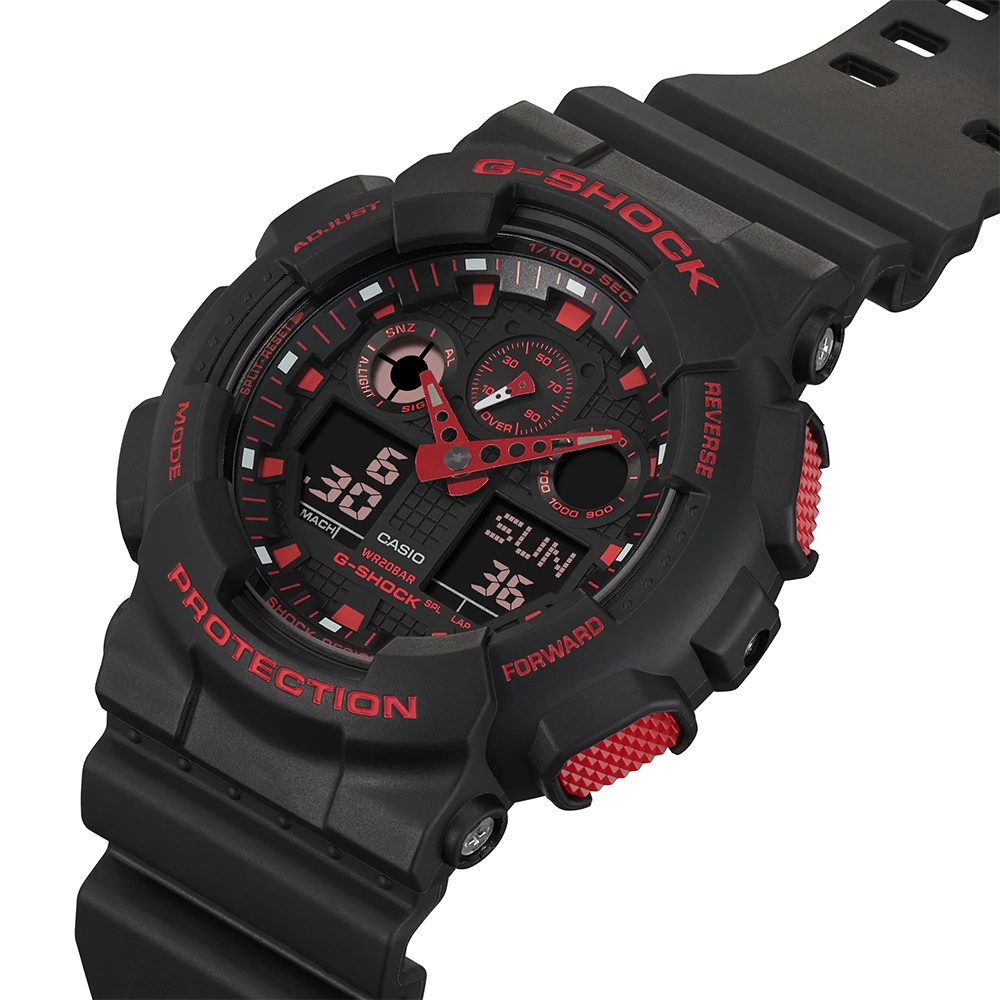 Đồng hồ nam dây nhựa Casio G-Shock chính hãng GA-100BNR-1ADR (51mm) - bảo hành 5 năm