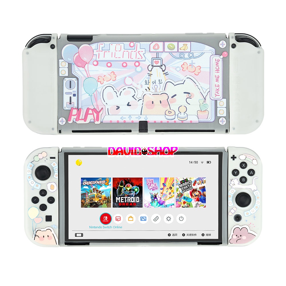 Bộ ốp lưng + case Joy-Con TPU dẻo cao cấp chủ đề Máy Gắp Thú cho Nintendo Switch OLED
