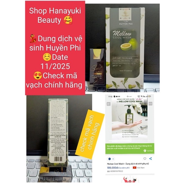 Dung dịch vệ sinh Mellow Huyền Phi Cool Wash  làm sạch cân bằng PH giúp thơm