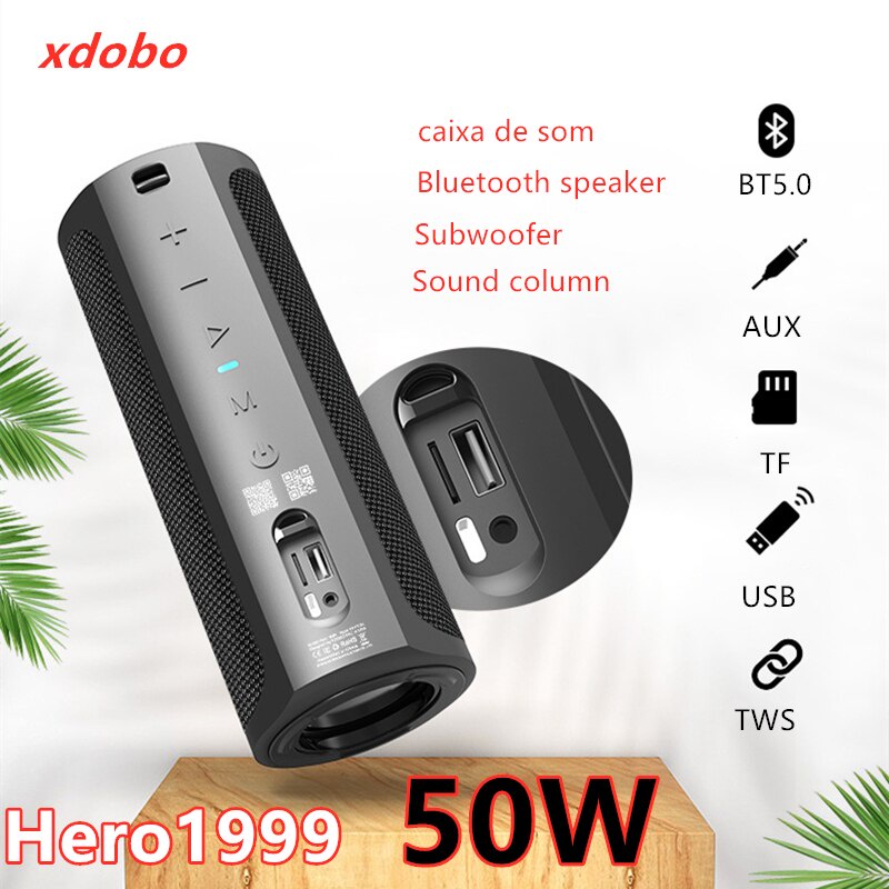 Loa bluetooth Xdobo Hero 1999 loa ngoài trời công suất 50W, nghe nhạc 20 giờ, chống nước IPX7, chức năng sạc dự phòng