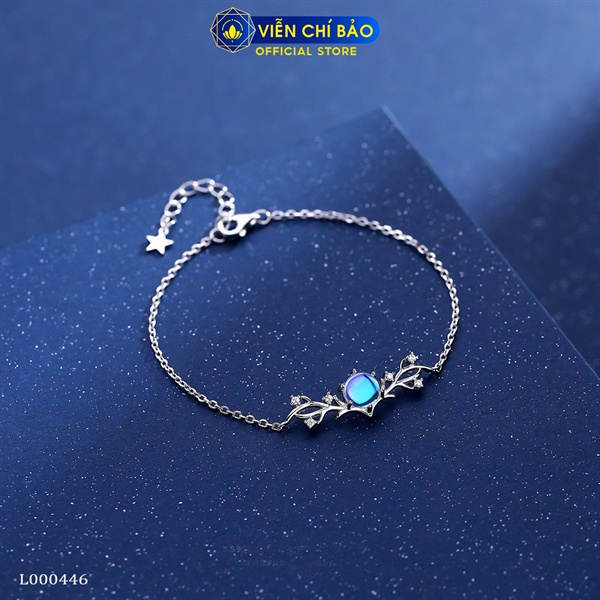 Lắc tay họa tiết đá mặt trăng chất liệu bạc Thái 925 thời trang phụ kiện trang sức nữ Viễn Chí Bảo L000446