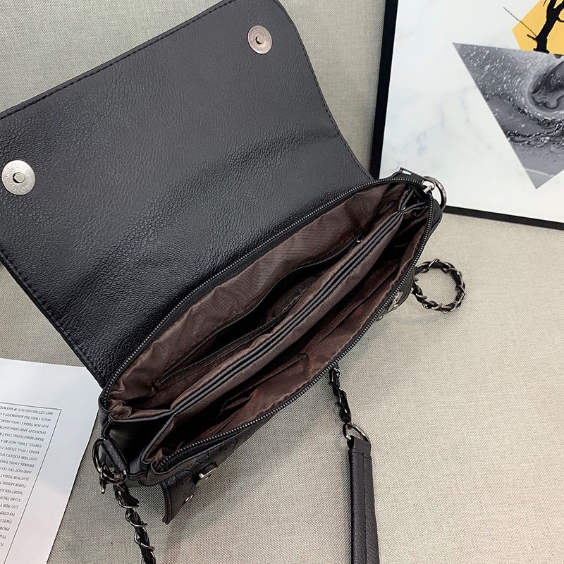 Túi Da pu Đeo Chéo Màu Đen Thời Trang Cho Nữ