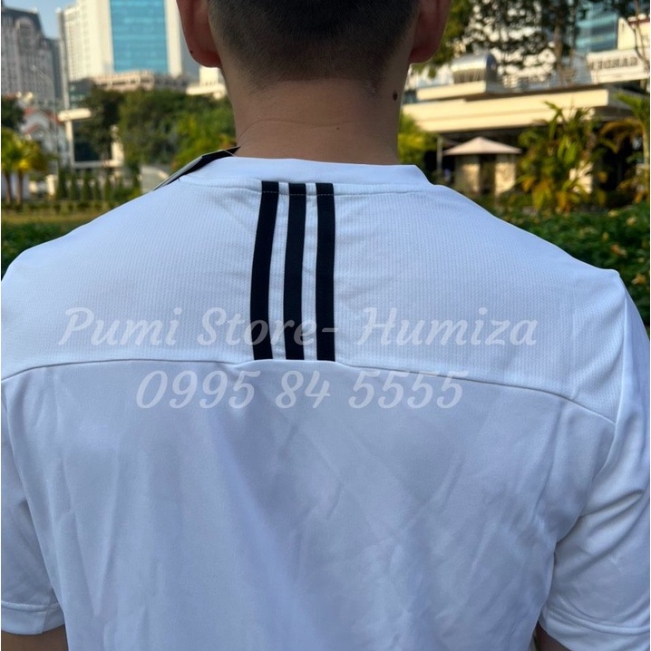 Áo Adidas ngắn tay nam Men's Primeblue Designed 2 Move 3-Stripes Tee, Màu Trắng GM2135