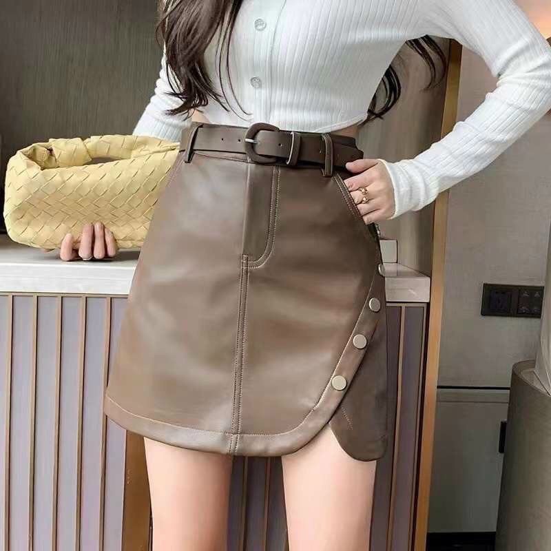 Chân váy da kèm đai đủ màu