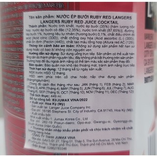 [Chai 449ml] NƯỚC ÉP BƯỞI RUBY ĐỎ [USA] LANGERS Pomelo Ruby Red Juice