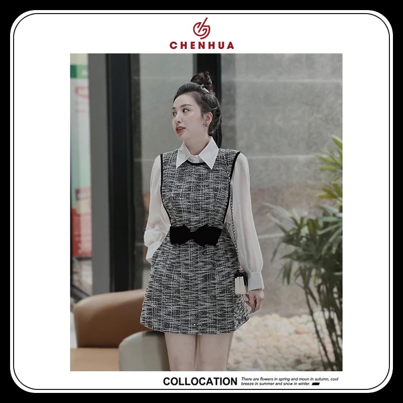 Set váy dạ kèm áo sơ mi váy dạ có lót quần hàng VN47