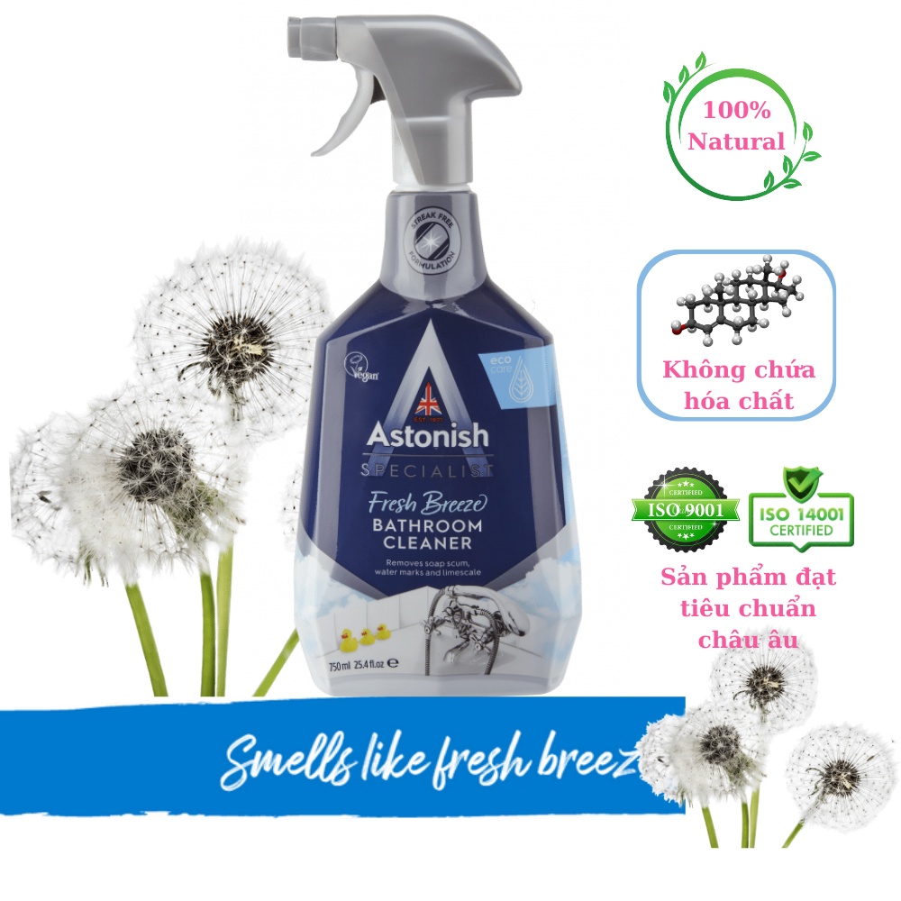 Bình xịt tẩy rửa các thiết bị inox nhà tắm Astonish C6710 - 750ml