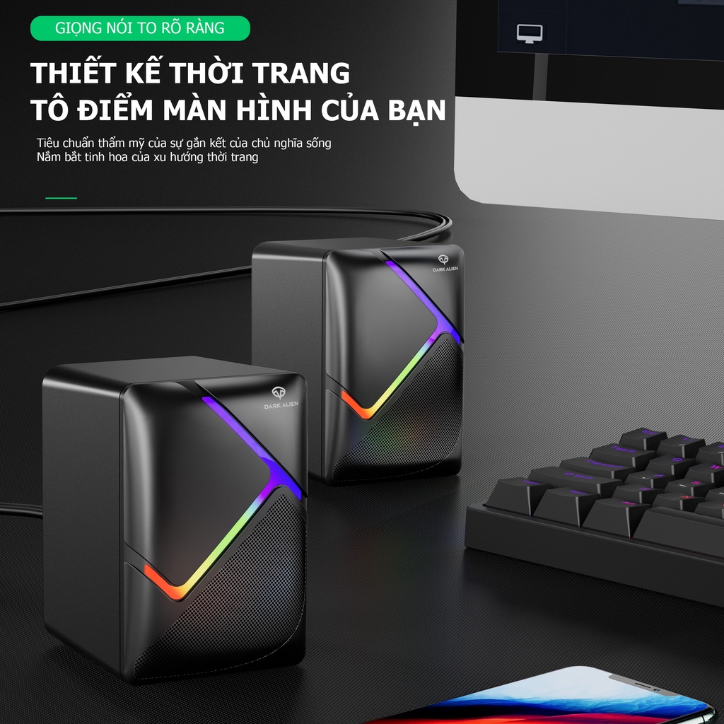 USB loa vi tính led Đèn LED chơi game âm thanh chất lượng cao Có dây Loa máy tính