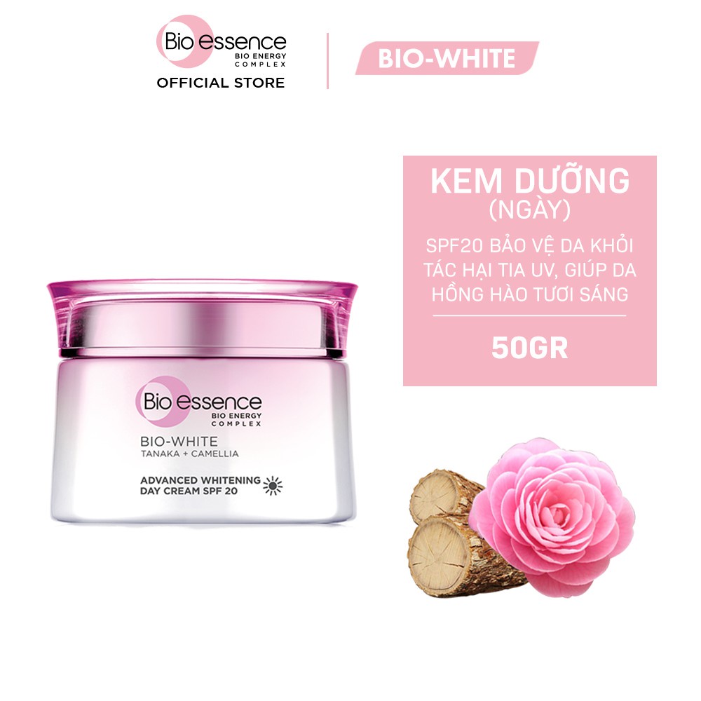 Kem dưỡng trắng chuyên sâu ban ngày Bio-Essence Bio-White Day Cream chiết xuất Tanaka&Camellia 50g