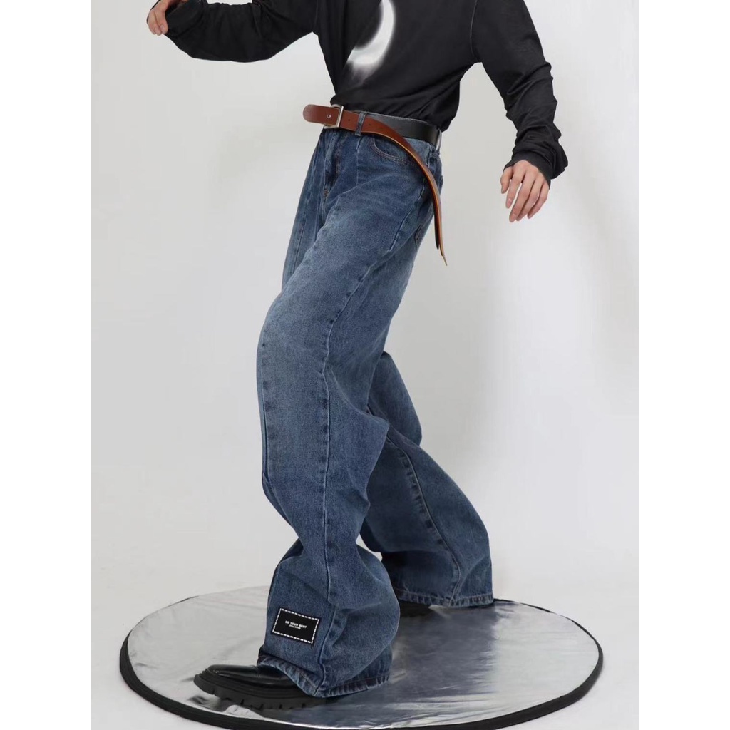 Niche Quần Jean Dáng Rộng Có Thể Giặt Được Thiết Kế Nhãn Hiệu Công Nghiệp Nặng