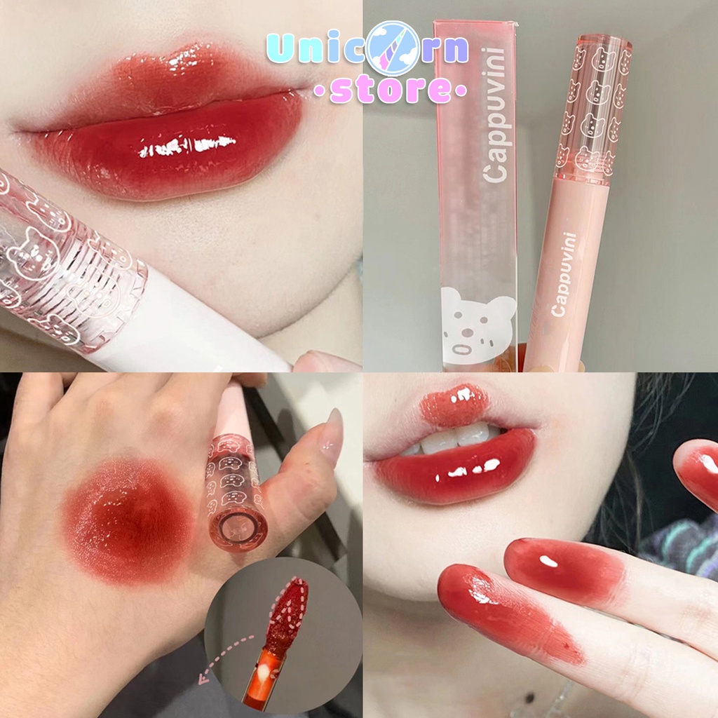 Son Tint Bóng Lì Gấu Hồng Pastel Cappuvini Bubbly Bear Lip Glaze CP74