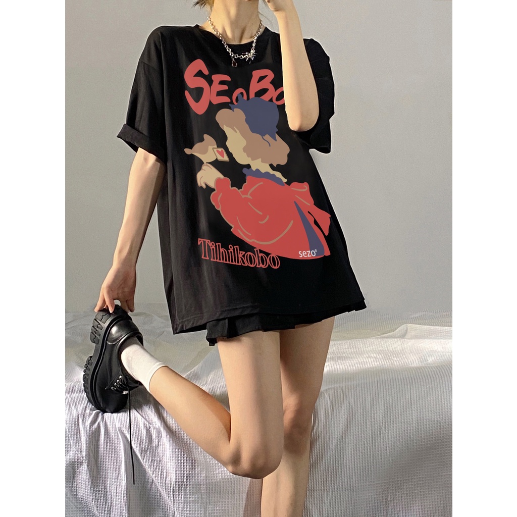 Áo Thun Tay Ngắn Màu Đen Năng Động Thời Trang Theo Phong Cách Hàn Quốc