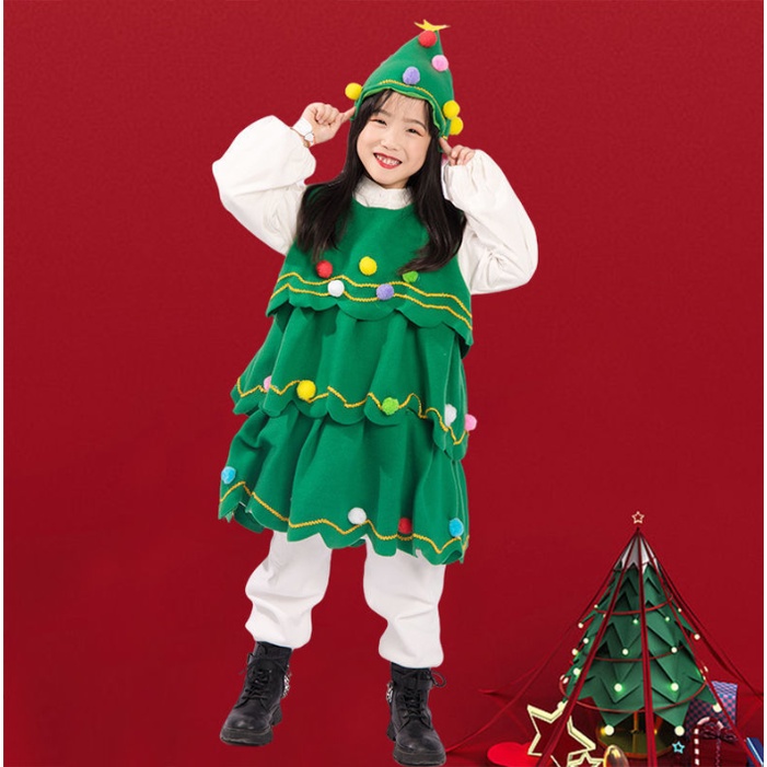 Bộ Đồ Hóa Trang Cây Thông Giáng Sinh Dễ Thương Cho Bé