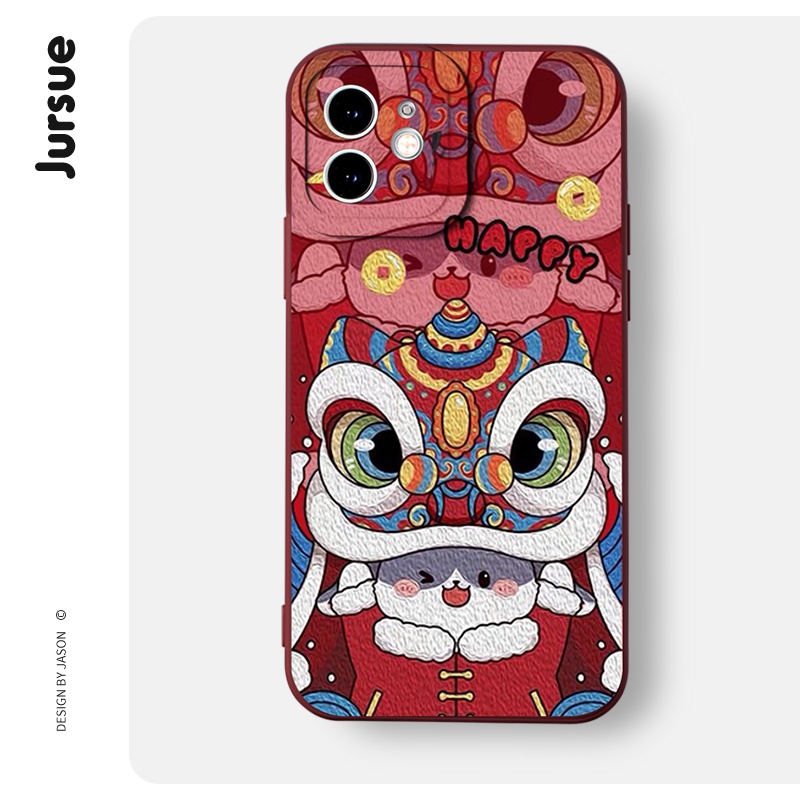 Ốp lưng JURSUE ốp iphone Tết hoạt hình dễ thương đẹp độc lạ ngộ nghĩnh vintage Cho iPhone 14 13 12 11 Pro Max SE 2020 X XR XS 8 7 ip 6S 6 Plus kute XYH924